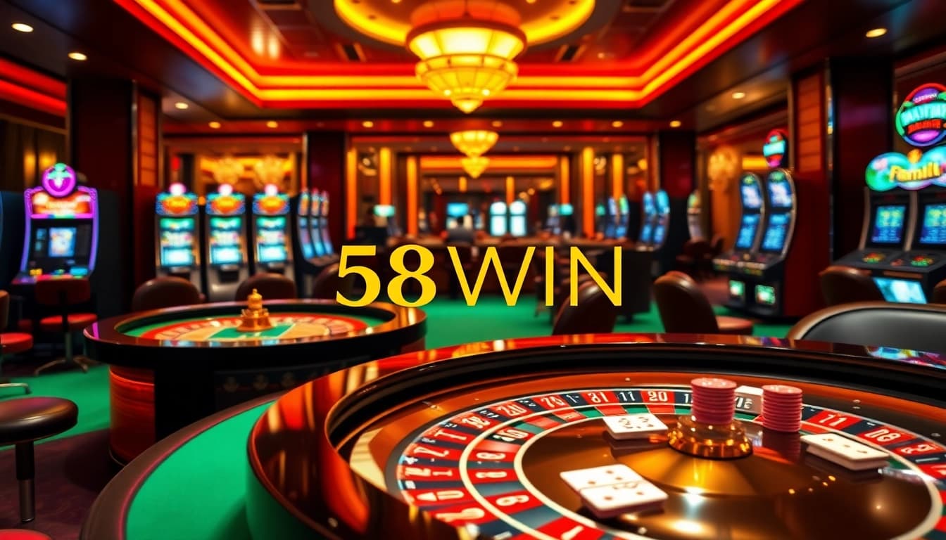 Experience the exhilarating high-stakes action at 58WIN casino tables and vibrant slot machines.