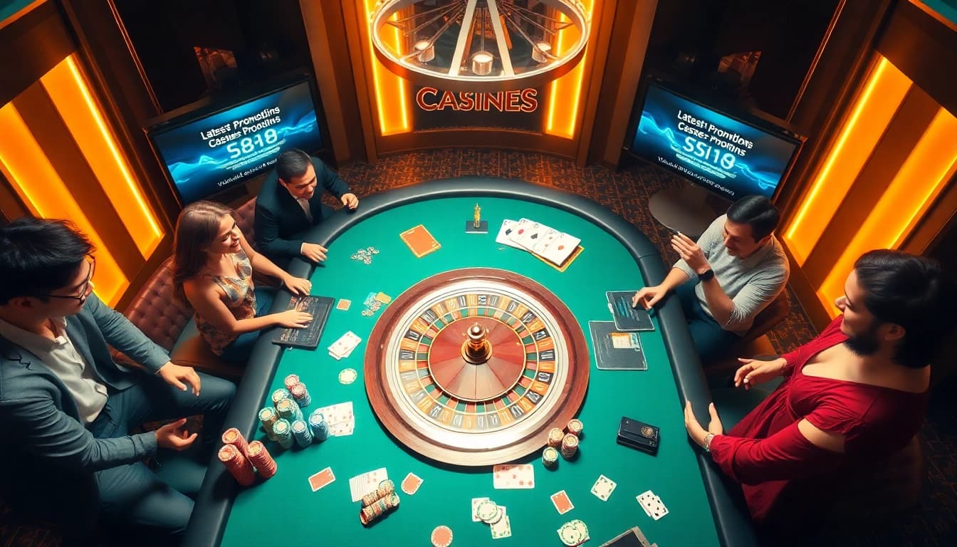 Excited players engage in high-stakes gambling at a casino table featuring S 8 promotions.
