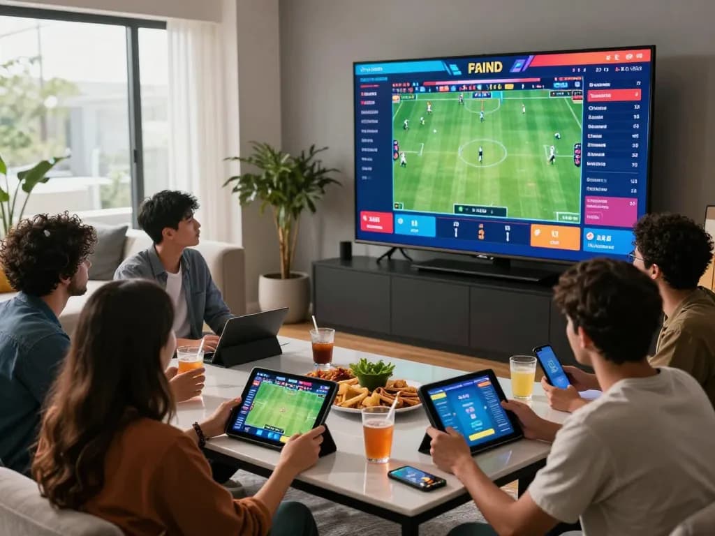 Exciting 3win online betting scene with friends engaged in sports betting and interactive gaming atmosphere.