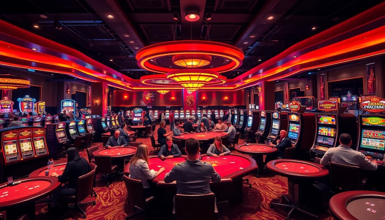 Citinow captures an exciting casino game atmosphere with players and vibrant gaming tables.