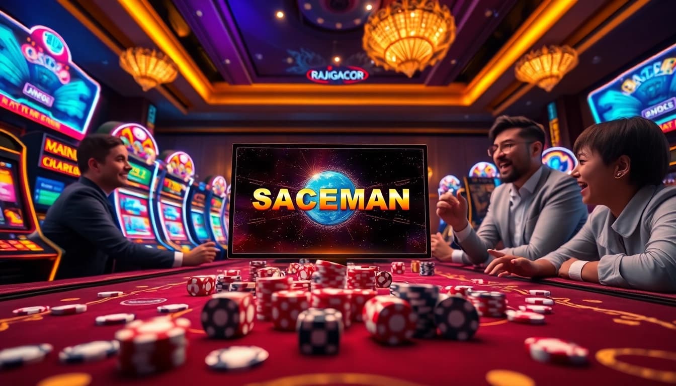 Players engaging with RAJAGACOR's Spaceman Slot game, showcasing excitement and victory.