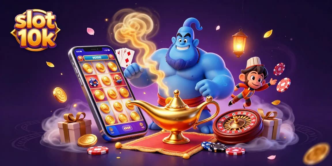 Experience slot 10k adventure with a vibrant 3D casino scene bursting with energy and winning potential.