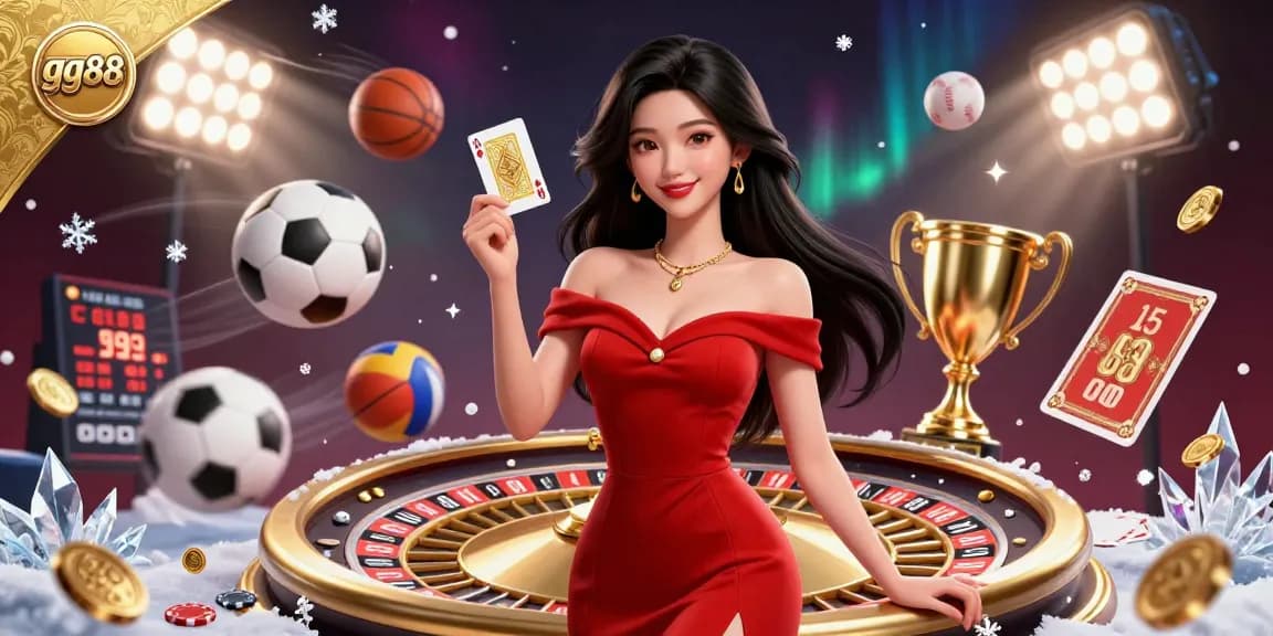 Playing the exciting games at gg88 with a confident young woman, roulette, and vibrant elements.