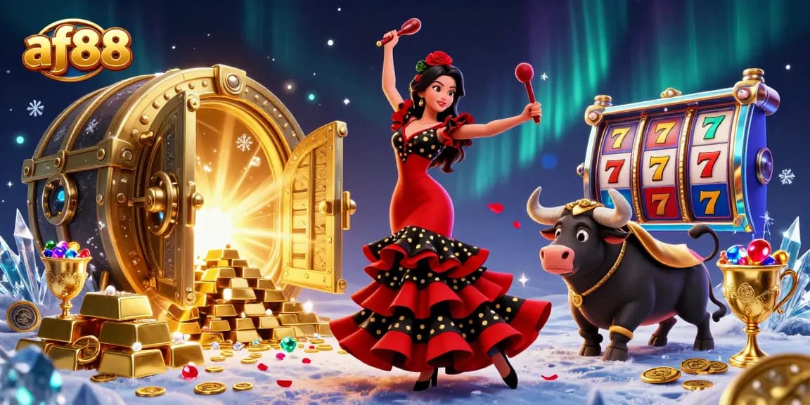 Experience the thrill of af88 with vibrant characters and exciting casino game elements in a rich 3D illustration.