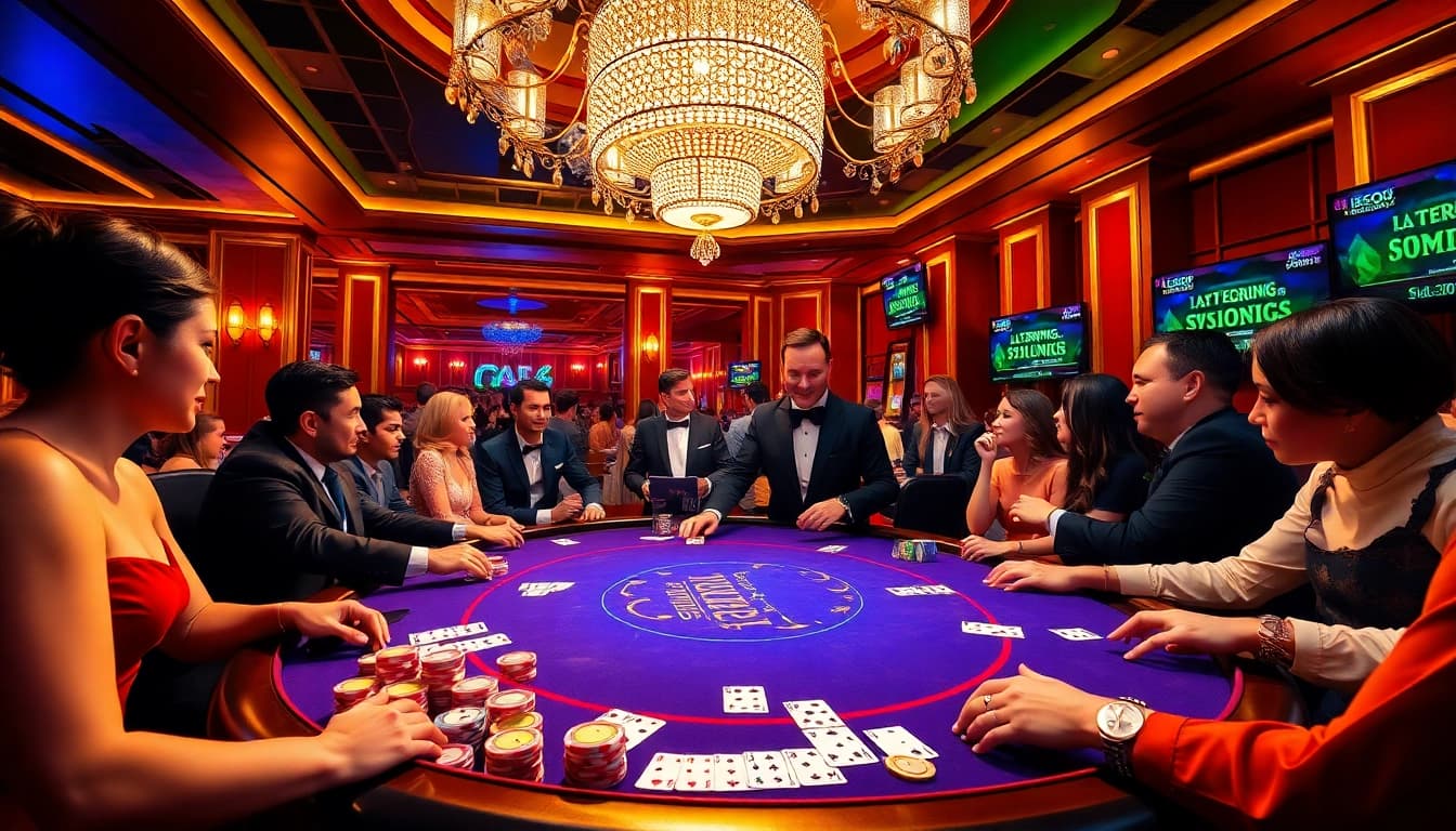 Dynamic scene showcasing the excitement of poker gameplay at lego138 casino.