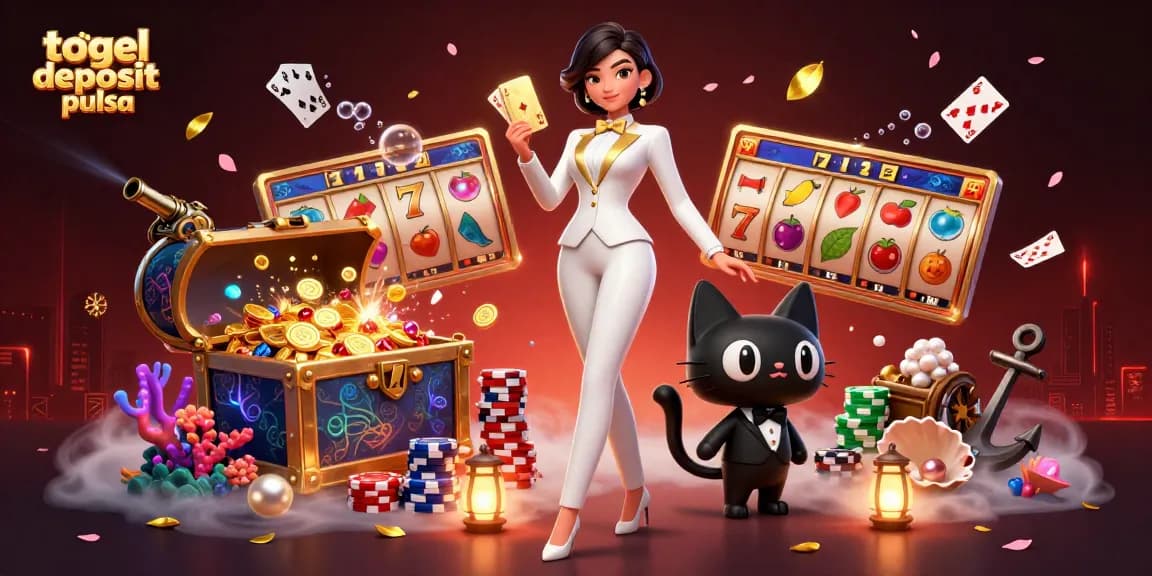 Engage with togel deposit pulsa through vibrant casino themes and dynamic characters in a rich 3D scene.