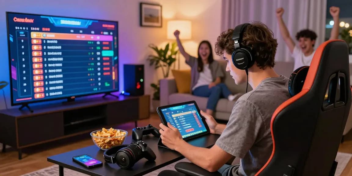 Exciting gaming session with friends at https://663bet.com.pk/ enjoying real money games in a vibrant living room.