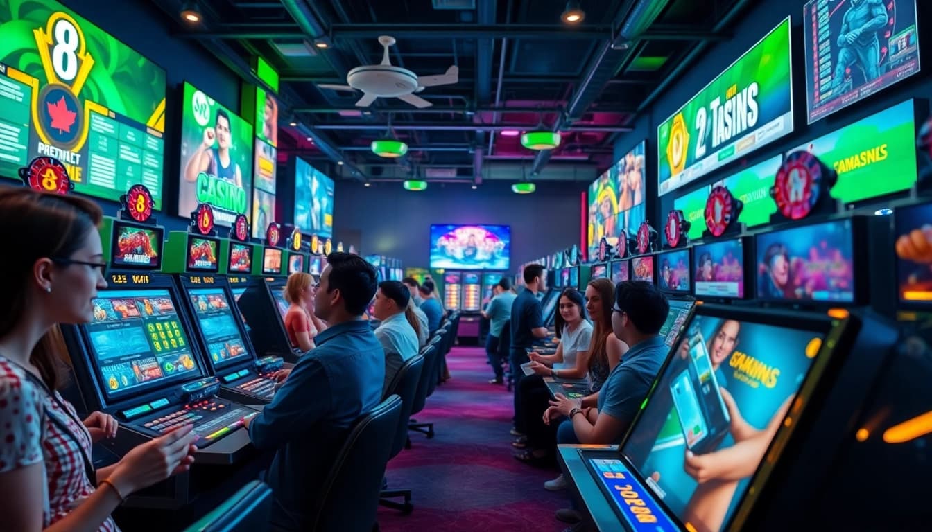 Experience the excitement of online gaming with 8s at a vibrant virtual casino.