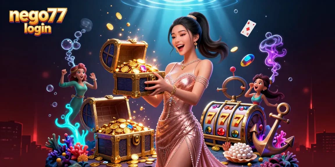 Experience smooth gaming with nego77 login, showcasing treasures and gambling excitement.