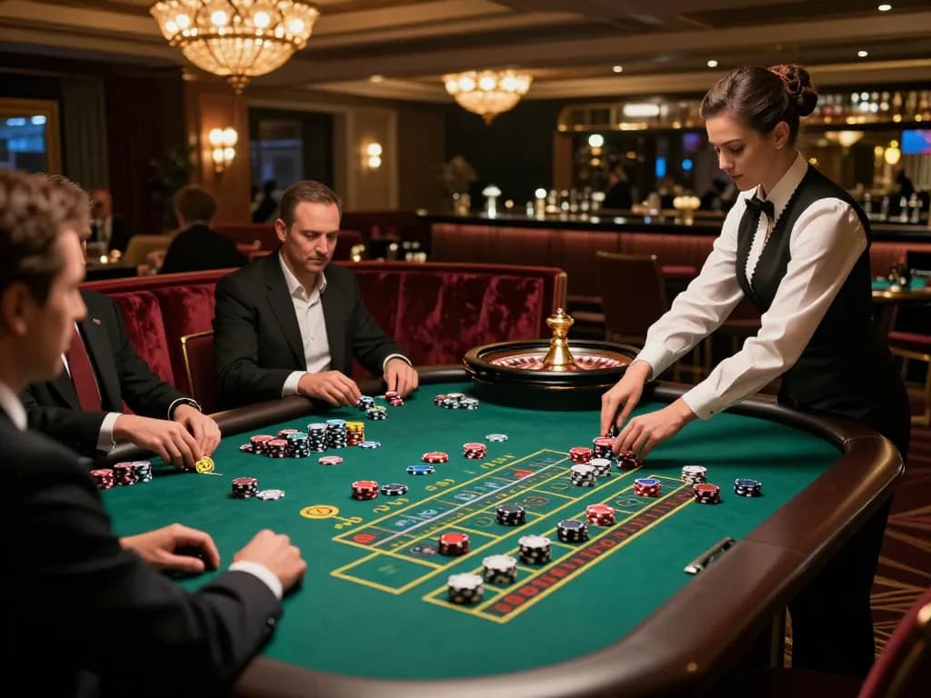 Experience thrilling gameplay at bdtk66 casino with active roulette betting on an upscale casino floor.