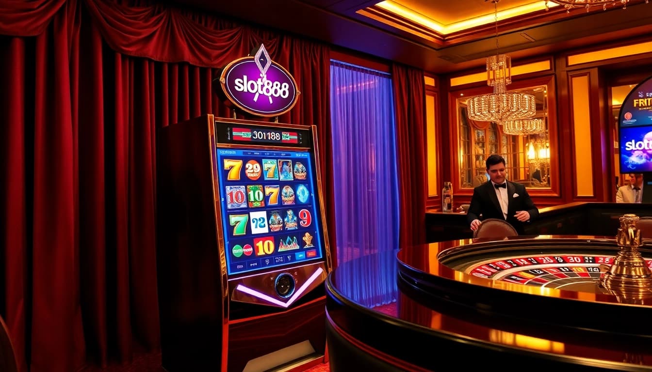 Win big at slot888 with an exciting slot machine and vibrant casino atmosphere.
