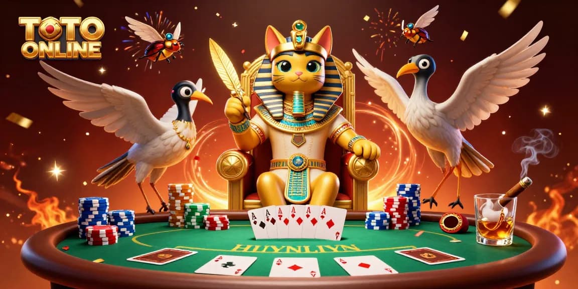 Experience thrilling action with TOTO ONLINE as pharaoh cat and ibis compete in a vibrant casino!