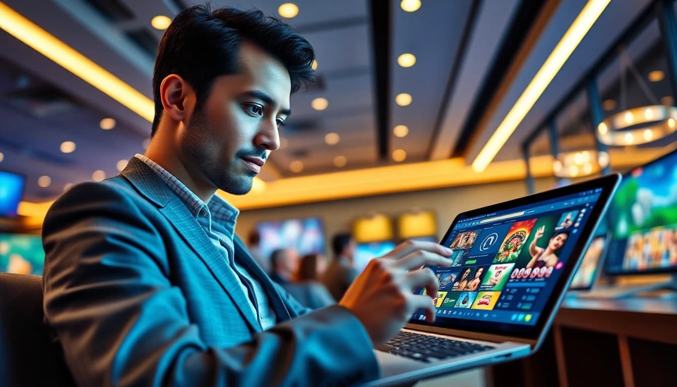 Online gaming experience with VICWIN platform showcasing interactive casino games and sleek design.