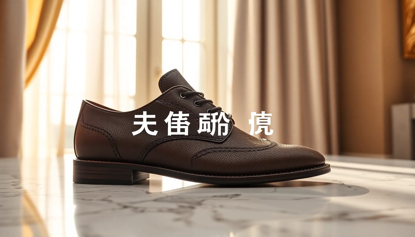 魅力的优塔鞋子在大理石表面上，展現其精緻的設計特色。