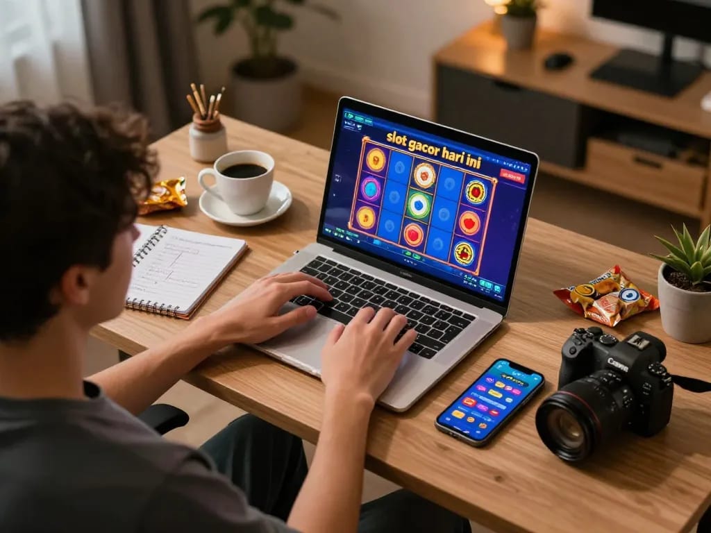 Engaged in online gaming, a player experiences slot gacor hari ini excitement from a beautifully designed setup.