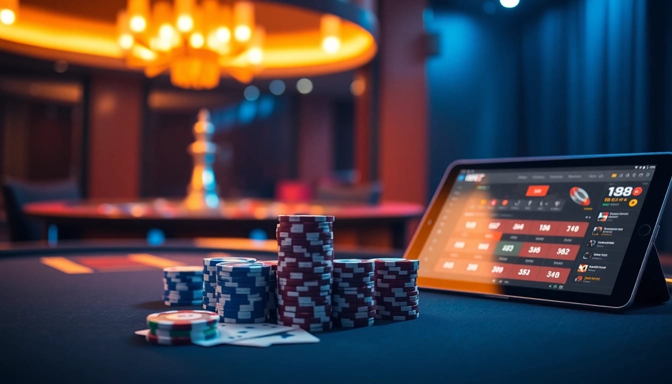 Betting on 188bet with poker chips and a roulette wheel in an exciting casino setup.