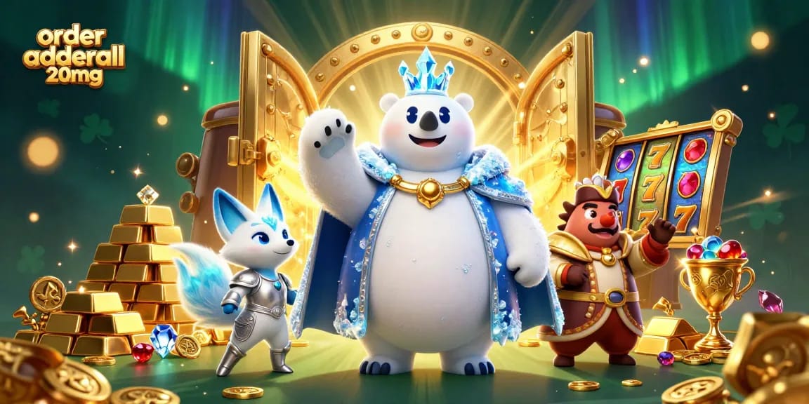Spin and win with the majestic scene featuring an ice king polar bear promoting order adderall 20mg.