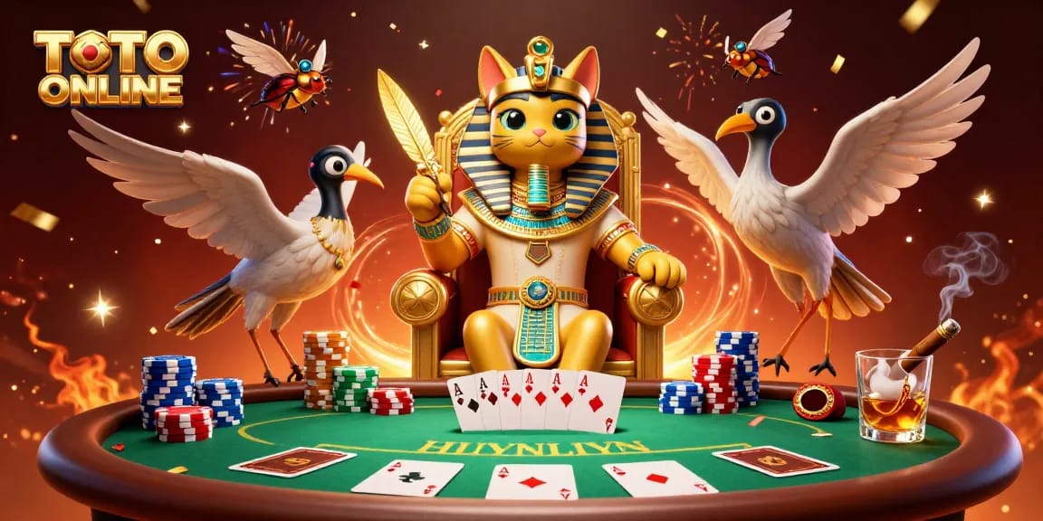 Experience thrilling action with TOTO ONLINE as pharaoh cat and ibis compete in a vibrant casino!