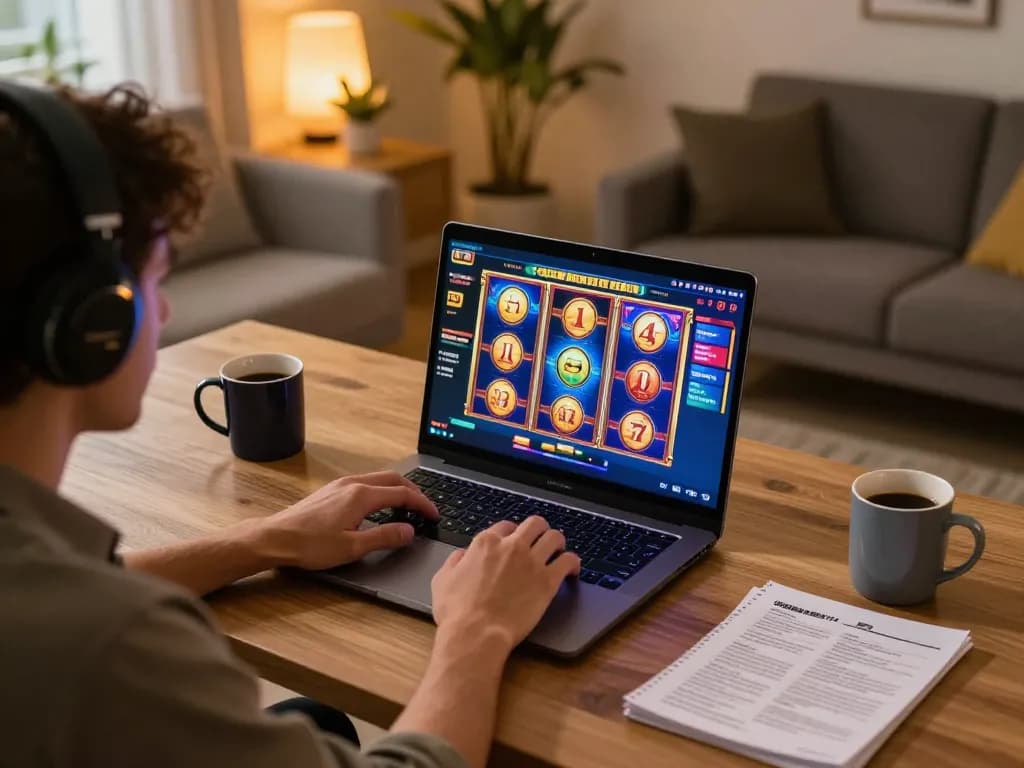 Bergabung dalam permainan slot online di rumah dengan harga toto yang ditampilkan di layar, menampilkan aksi permainan yang mendebarkan