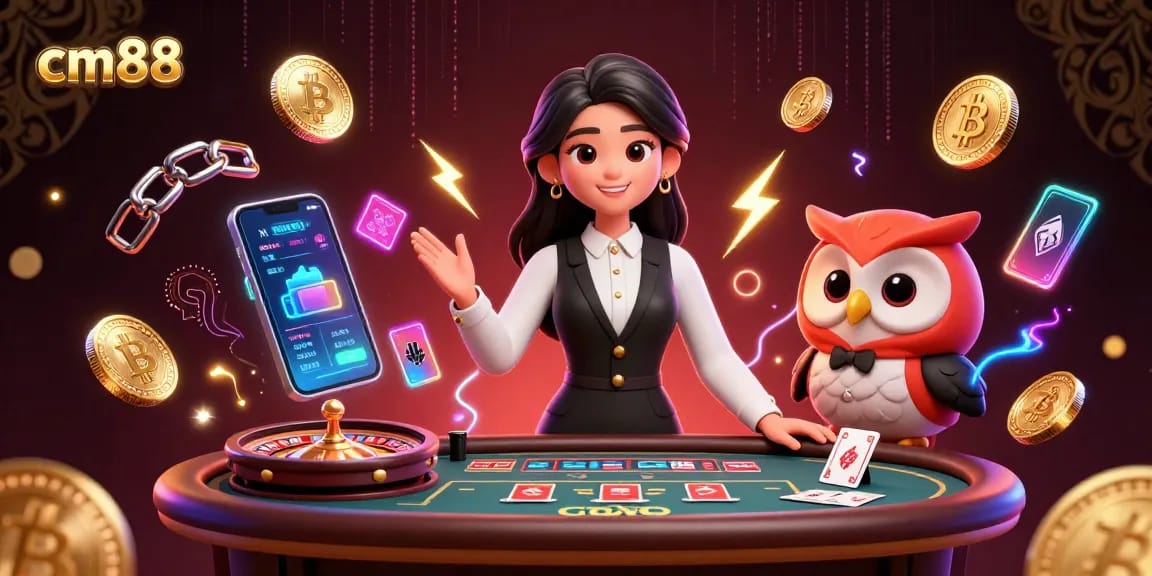 Engage with cm88 casino excitement featuring sophisticated dealers and neon-enhanced crypto elements.
