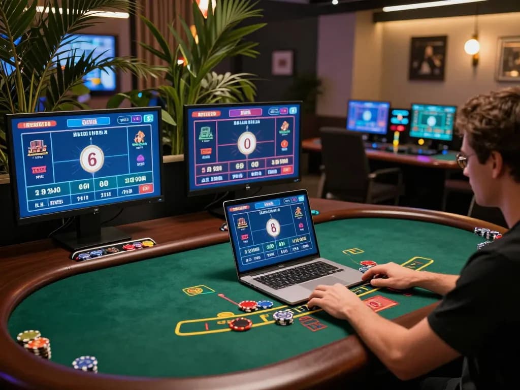 Nohu90 online player engaged in exciting blackjack session at home, showcasing strategic gameplay