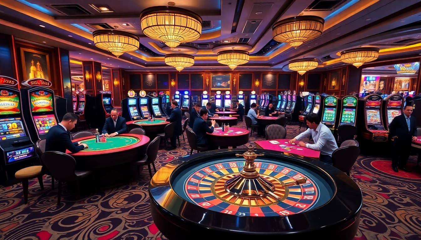 Experience thrilling gameplay at 98win with vibrant casino tables and engaging slot machines.