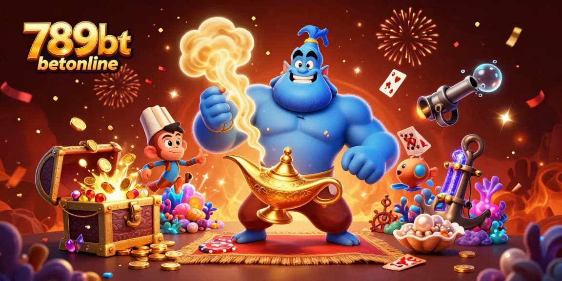 Experience exciting gameplay at 789betonline with a vibrant illustration of a magical casino adventure.