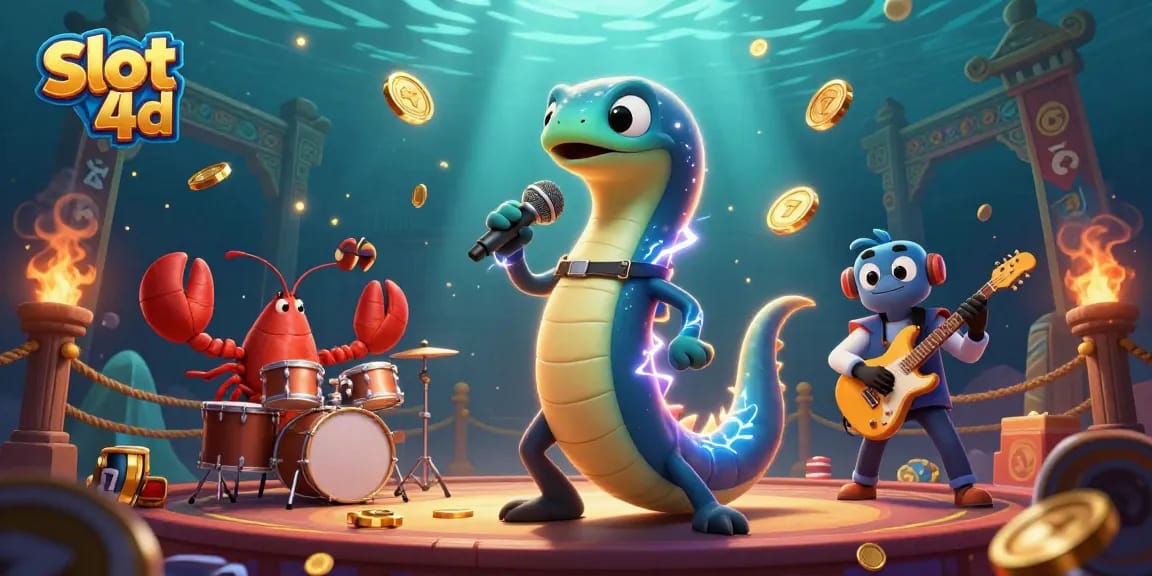 Engage in slot 4d excitement with an electric eel DJ, lobster drummer, and seahorse guitarist.