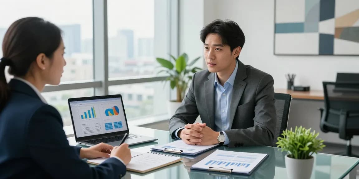 Strategic meeting on how to sell a small business with entrepreneur and consultant.