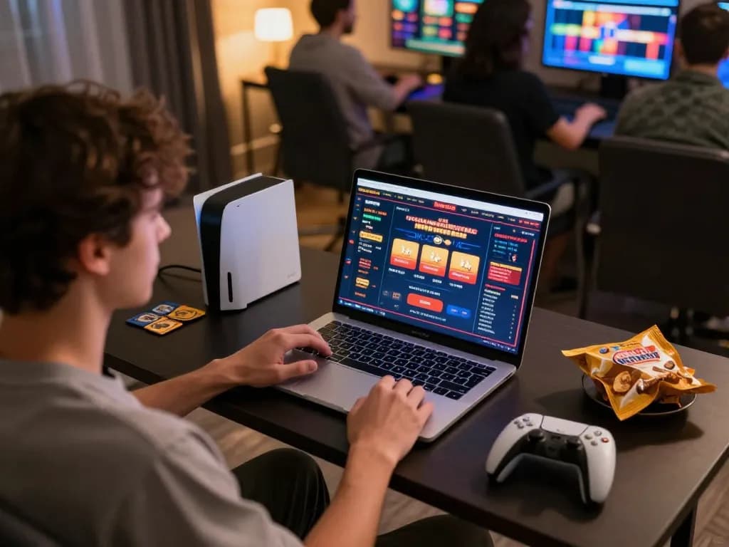Player enjoying gameplay at non gamstop casinos with vibrant online interface and cozy home setup