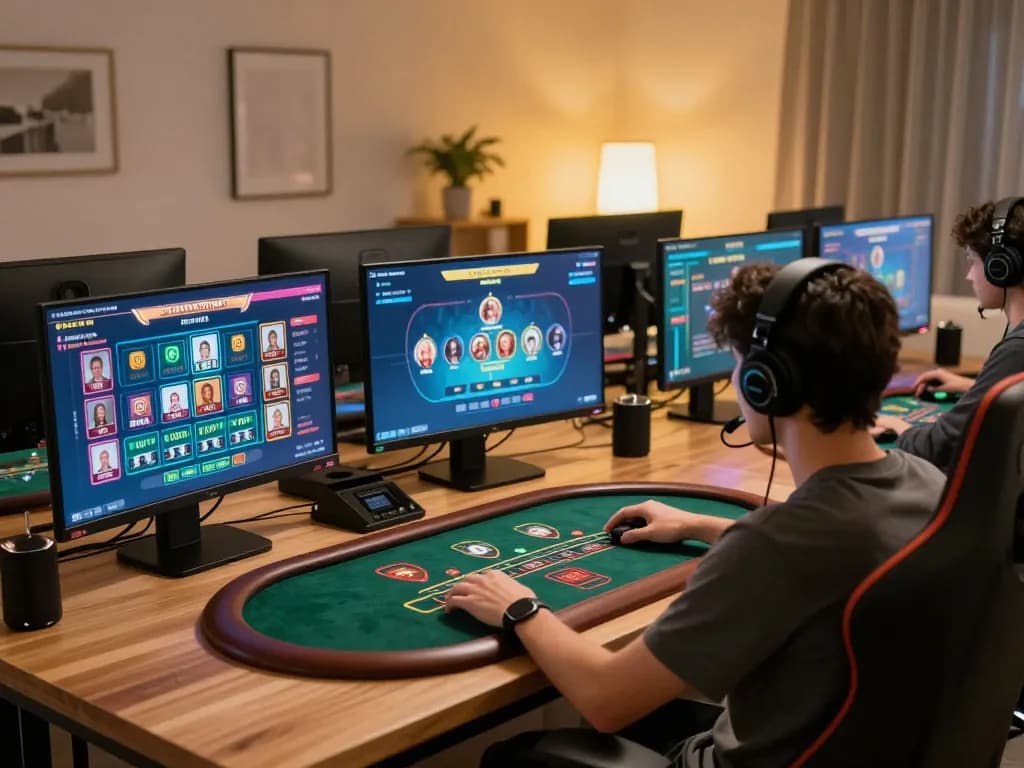Player engaging with Nhà cái C168 in an immersive online blackjack game setup, showcasing strategic gameplay and focus.