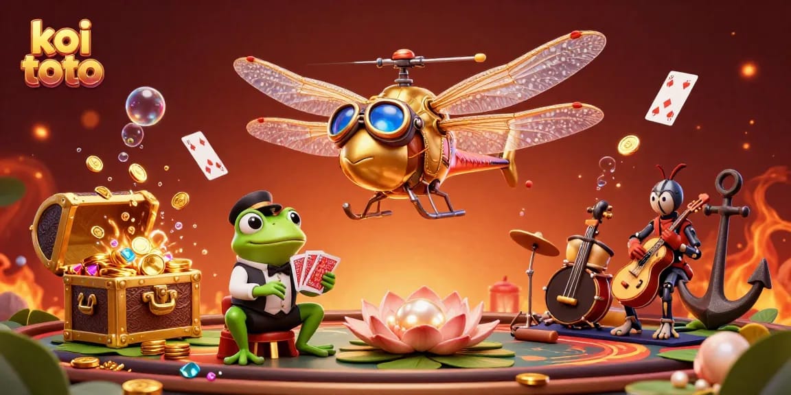 Experience koi toto's thrilling casino action with a vibrant illustration of specialized gambling elements.