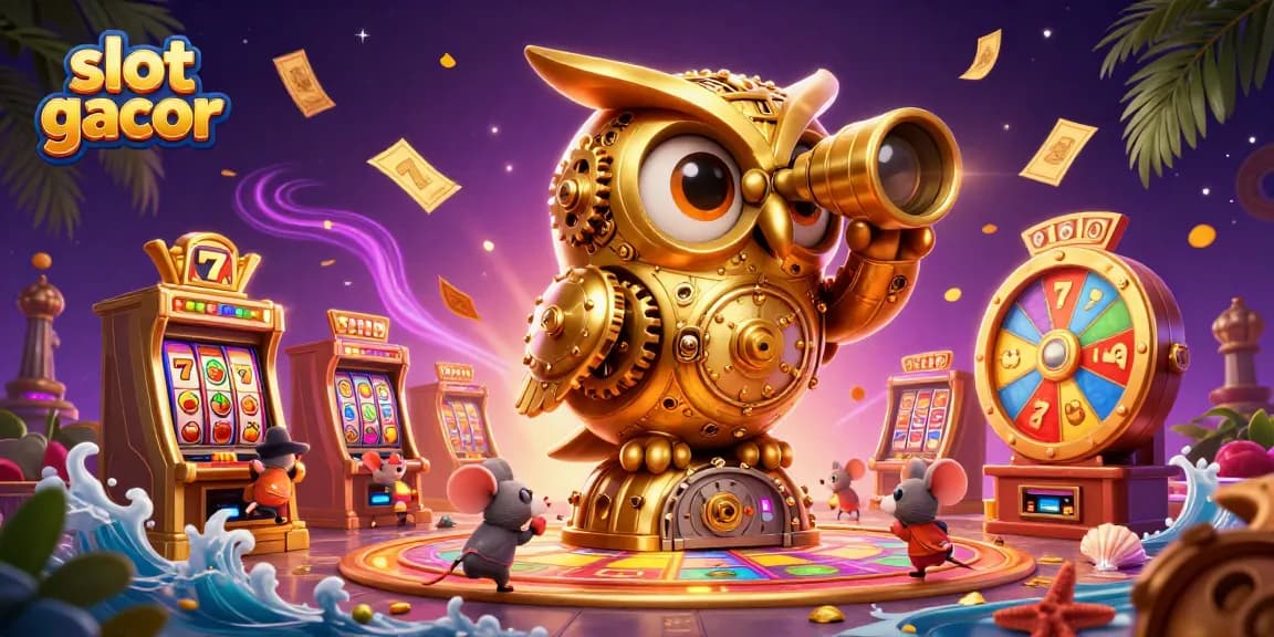 Experience thrilling slot gacor action with a magical casino scene packed with characters and vibrant elements.
