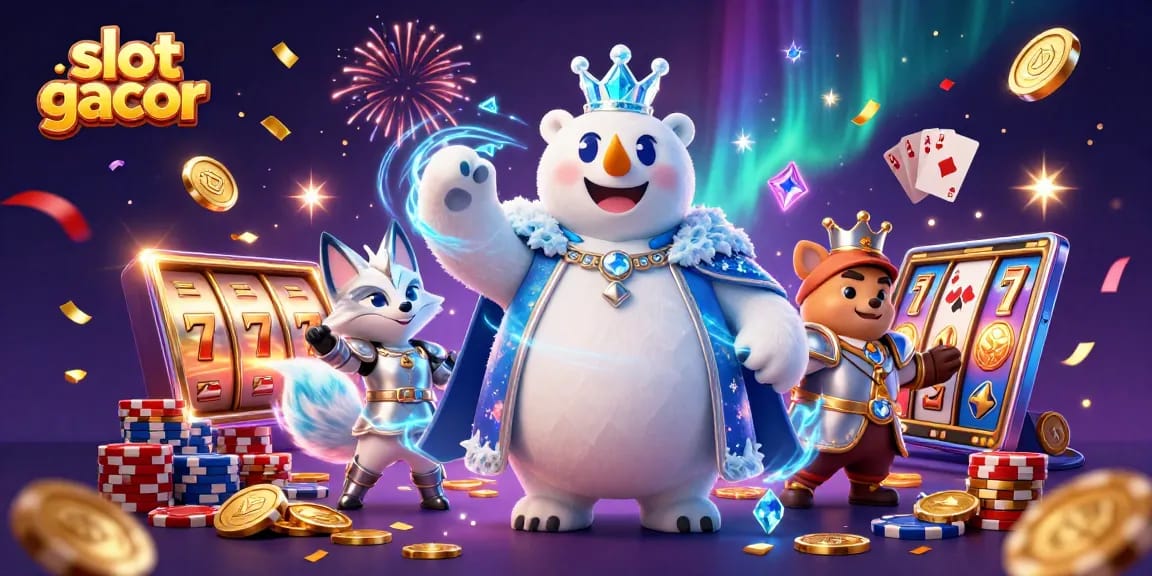 Engage with slot gacor dynamics featuring a polar bear king and stunning slot elements.