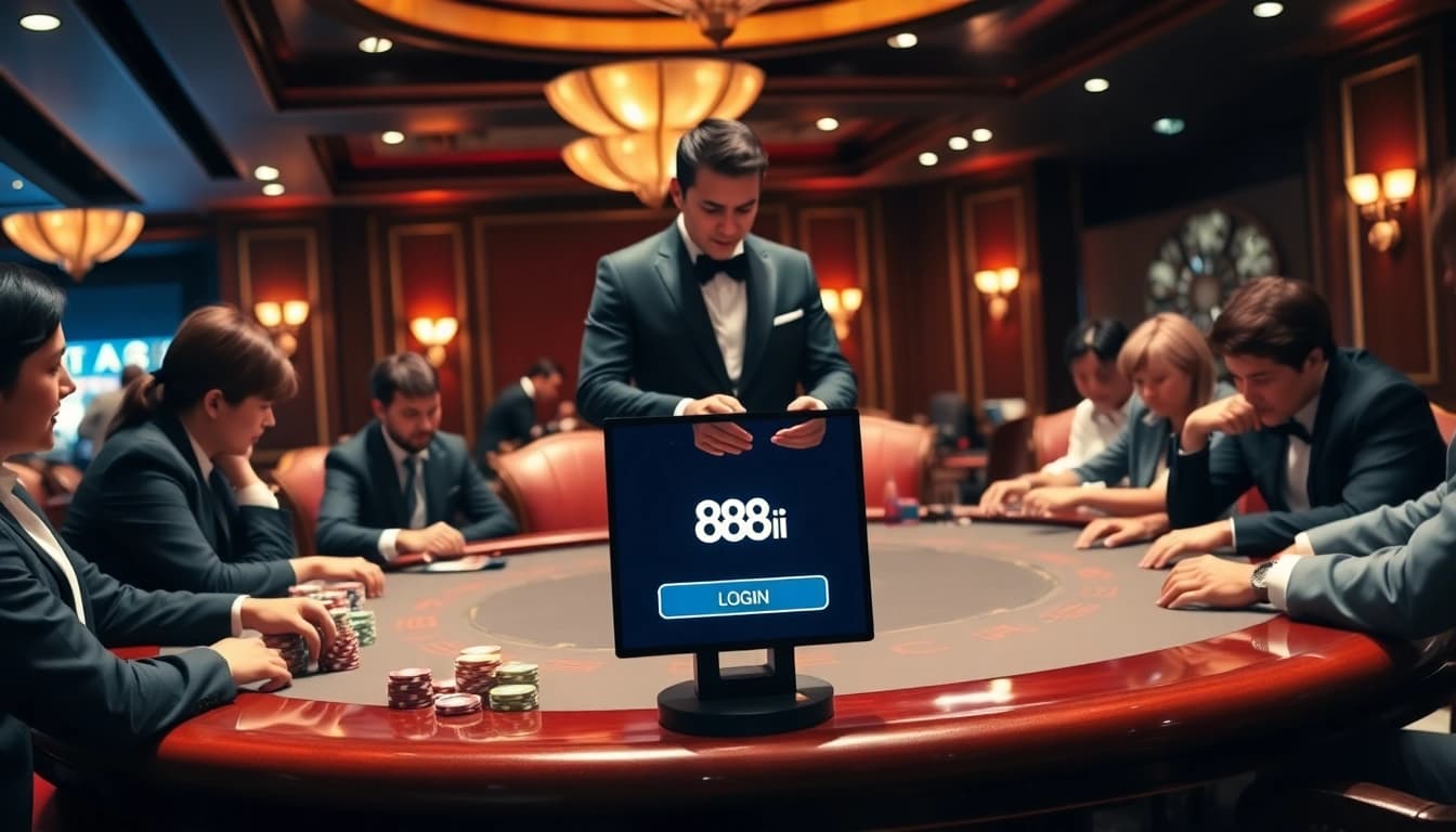 Experience đăng nhập 88i in a luxurious casino setting with vibrant colors and engaged players.