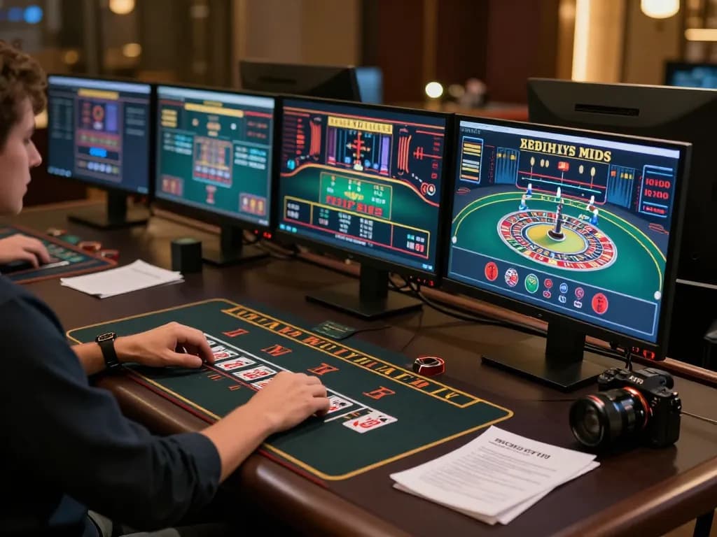 Engaging in strategic online gambling on prominent platforms like sunwin at a modern gaming desk.