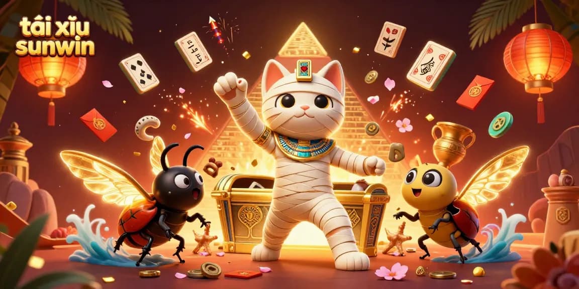 Engage with tài xỉu sunwin through a vibrant 3D casino illustration featuring dynamic characters.