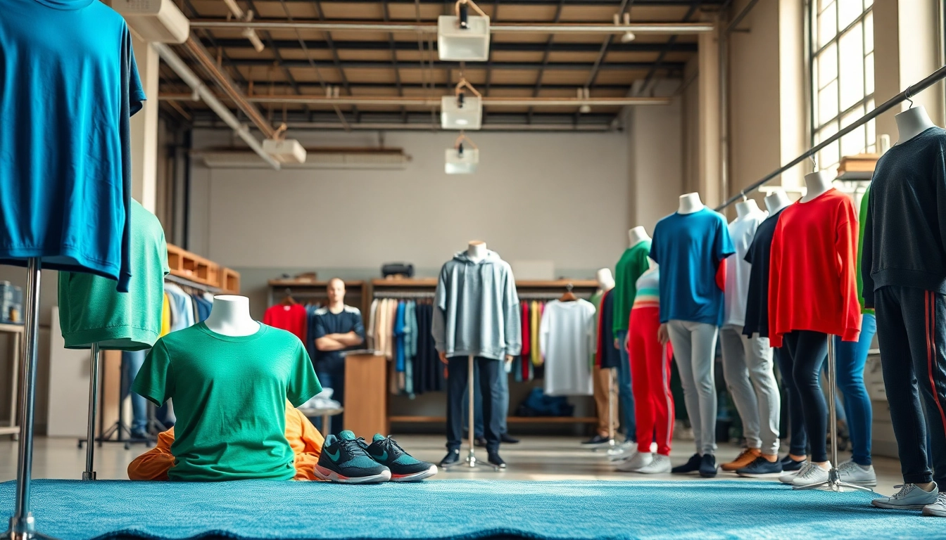 Showcase of garments from private label clothing manufacturers highlighting diverse styles and quality.