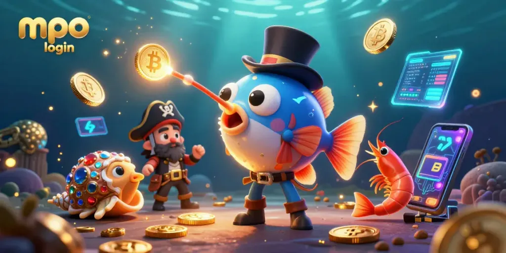 Menangkan pengalaman bermain di mpo login dengan ilustrasi karakter kasino bawah laut yang menggemaskan.