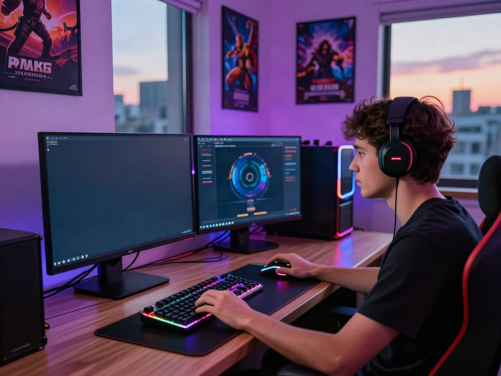 A dynamic gaming scene focusing on akunjp slot gaming experience with colorful setups and engaging ambiance.