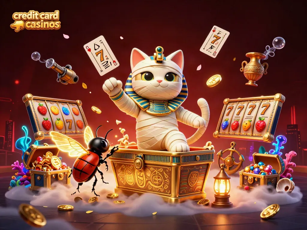 Join the fun at credit card casinos where lively characters embark on thrilling gaming adventures!