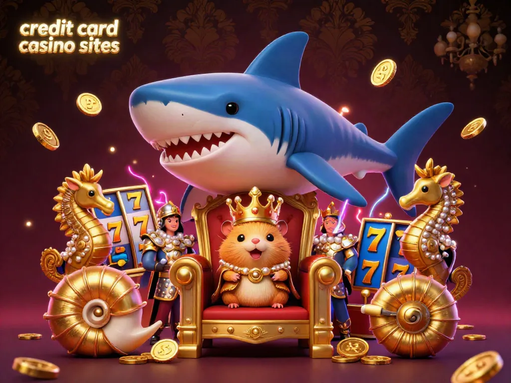 Experience vibrant credit card casino sites with a spectacular 3D illustration featuring a golden hamster king.
