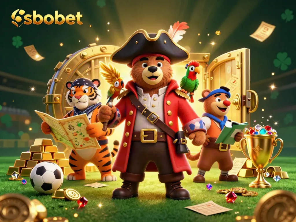Experience sbobet sports betting with vibrant characters and dynamic elements in a colorful 3D scene.