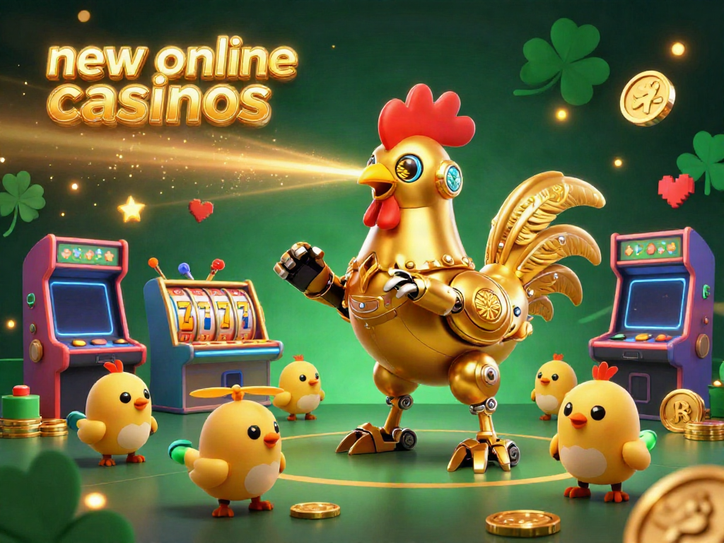 Experience new online casinos with exciting slot games in this vibrant 3D casino illustration.