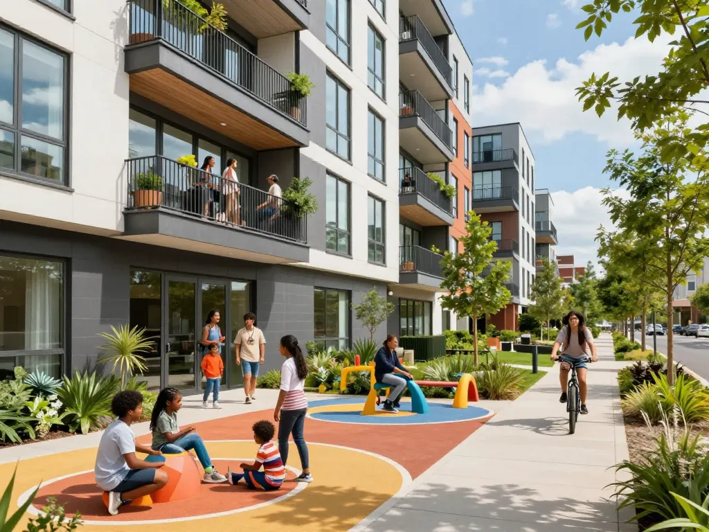 Community living at Five88 with families and young adults enjoying modern apartment lifestyle.