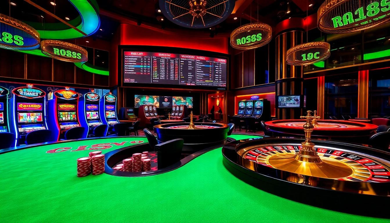 Experience the excitement of gambling at RR88 with vibrant tables and poker chips.