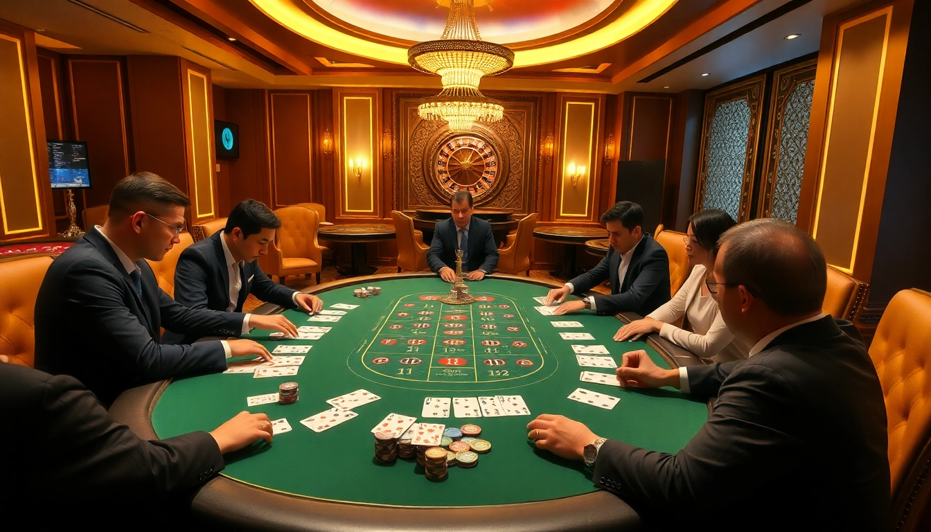 Experience the excitement of j88 at a luxury casino poker table with vibrant gameplay.