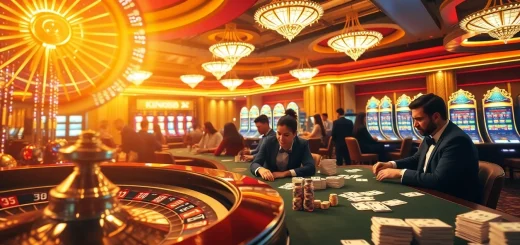 Engaging players at a vibrant casino table, showcasing the excitement of gambling at https://king888.dev/.