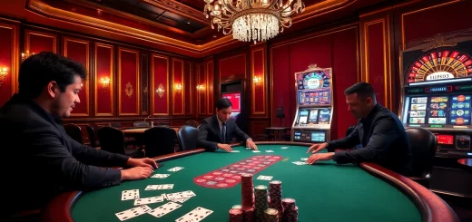 Exciting casino gameplay scene featuring hb88 poker players at a luxurious table.
