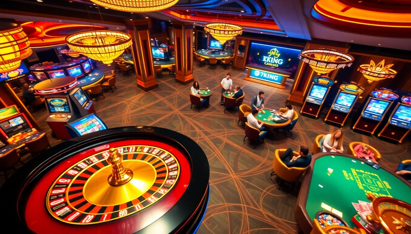 Players enjoying dynamic games at 79king casino with vibrant roulette and slot machines.